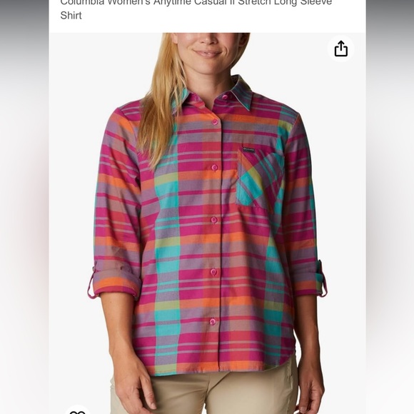 Columbia Anytime Casual II Stretch Long Sleeve Shirt, Women's Medium - Picture 4 of 15